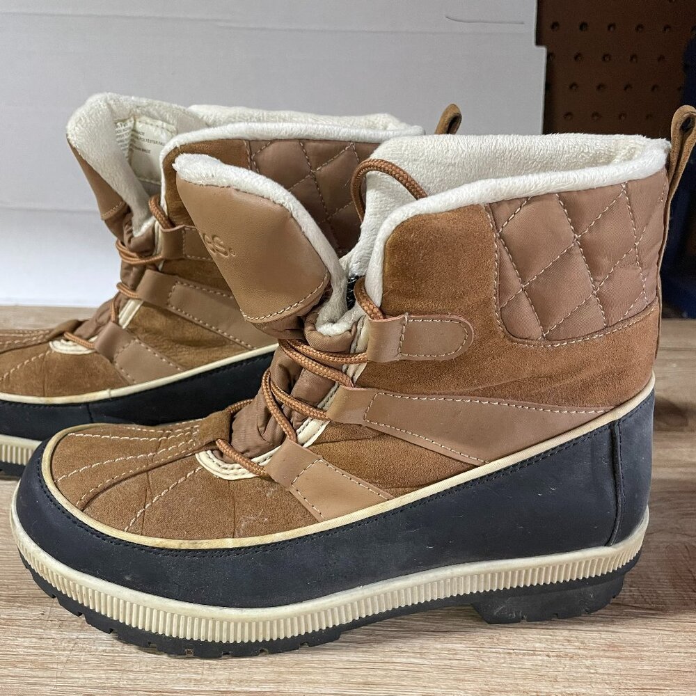 Totes Womens WInter Lace Up Boots: Quilted, Cold Weather, Snow: Size 9 Medium